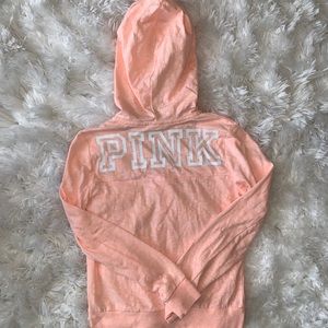 Pink hoodie in shade peach 🍑 in size extra small
